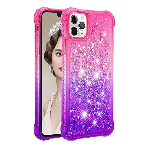 KBIKO-zxl Kompatibel mit iPhone 11 Pro Max Glitzer Handyhülle, Hülle Flüssig Treibsand Mädchen Frauen Glitter Quicksand Weich TPU Bumper Schutzhülle für iPhone 11 Pro Max.Pink Purple YBJ von KBIKO-zxl