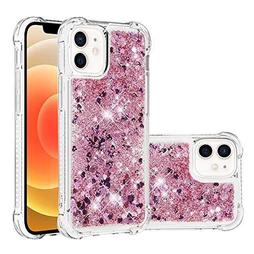 KBIKO-zxl Kompatibel mit iPhone 12 Mini Glitzer Hülle,Mädchen Glitzern Handyhülle,Paillette Flüssigkeit Clear Silikon Schutzhülle für iPhone 12 Mini.Rose Gold YBL von KBIKO-zxl