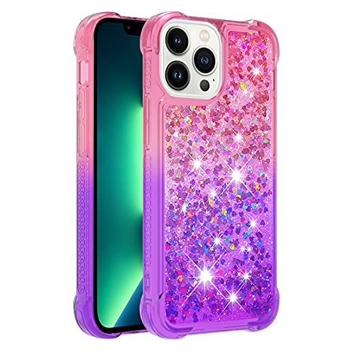 KBIKO-zxl Kompatibel mit iPhone 14 Plus Glitzer Handyhülle, Hülle Flüssig Treibsand Mädchen Frauen Glitter Quicksand Weich TPU Bumper Silikon Schutzhülle für iPhone 14 Plus.Pink Purple YBJ von KBIKO-zxl