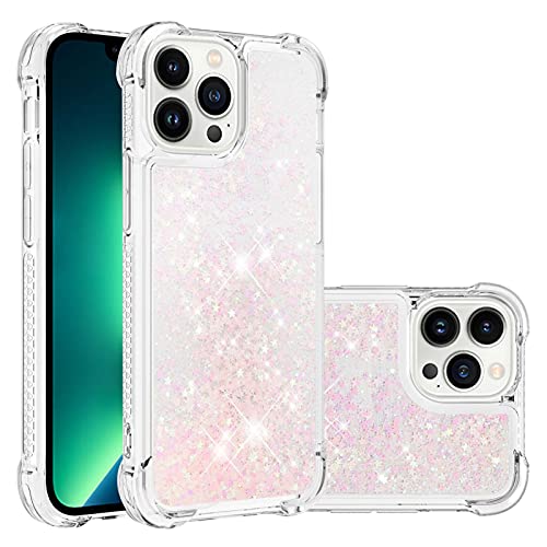 KBIKO-zxl Kompatibel mit iPhone 14 Pro Glitzer Hülle, Mädchen Glitzern Handyhülle,Paillette Flüssigkeit Clear Silikon Handyhülle Schutzhülle für iPhone 14 Pro.Silver Pink YBL von KBIKO-zxl