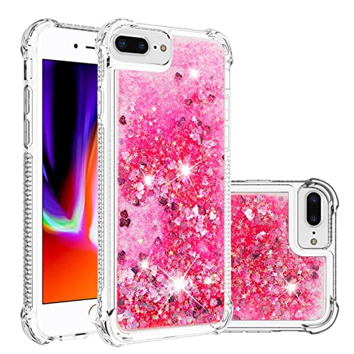 KBIKO-zxl Kompatibel mit iPhone 7 Plus Glitzer Flüssig Hülle, Handyhüllen Flüssigkeit Farbverlauf Sternen Hochleistungsschutz Silikon Bumper Schutzhülle für iPhone 6 Plus.Pink YBL von KBIKO-zxl