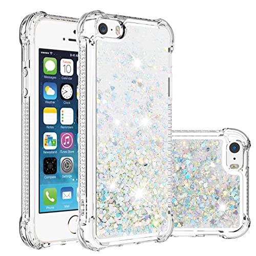 KBIKO-zxl Kompatibel mit iPhone SE 2020 Hülle, [Silver Back] Mädchen Glitzern Hülle mit Ringständer, Leicht Cover Silikon Anti-Fingerabdruck Schutzhülle für iPhone 6/7 / 8.Silver YBL von KBIKO-zxl