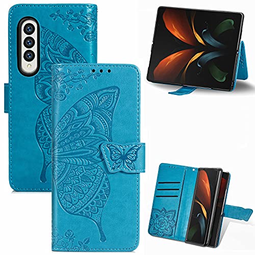 QIWEIQIN Kompatibel mit Samsung Z Fold 4 Hülle Schmetterling Embossed Premium Flip Brieftasche Kartenfächern Holder Magnetic Ständer Schutzhülle Handyhülle für Galaxy Z Fold 4 Blue SDH QIWEIQIN Kompatibel mit Samsung Z Fold 4 Hülle Schmetterling Embossed Premium Flip Brieftasche Kartenfächern Holder Magnetic Ständer Schutzhülle Handyhülle für Galaxy Z Fold 4 Blue SDH von KBIKO-zxl