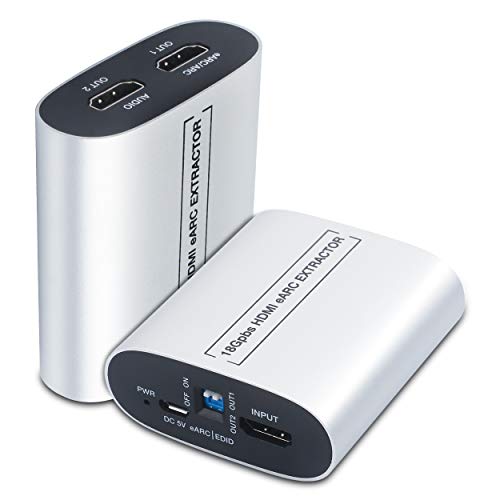 HDMI Audioextraktor, 4K@60Hz ARC und eARC Audio Splitter, dedizierter HDMI-Ausgang zum Extrahieren von Audio, unterstützt HDMI Loop Out für Blu-ray DVD Player Xbox One, 1PC von KCEVE