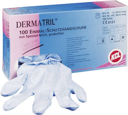 KCL Dermatril 740-9 100 St. Nitril Einweghandschuh Größe (Handschuhe): 9, L EN 374 von KCL