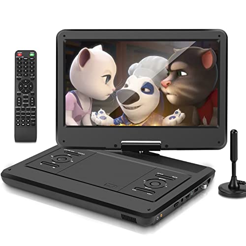 KCR 14-Zoll tragbarer TV/Tragbarer DVD-Player Combo mit HD LED-Drehbildschirm und DVB-T2 digitalem TV-Tuner/USB/HDMI/AV/Audio, eingebautem Akku, Zwei Stereo-Lautsprechern von KCR