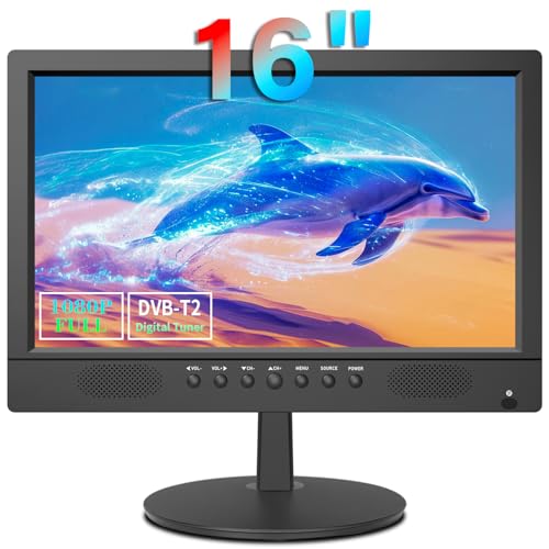 KCR 16 Zoll Freeview Digital TV, DVB-T2 Tuner, AV-Eingang, HDMI/VGA, USB-Steckplatz, Stromversorgung aus dem Auto (12 Volt) oder vom Netz, Fernbedienung von KCR