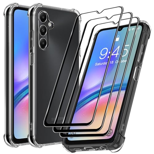 Für Samsung A05S Hülle mit 3 Stück Schutzfolie,Samsung Galaxy A05S Handyhülle,Displayschutzfolie,Dünne Weiche TPU Transparent Stoßfest Schutzhülle Kratzfest Handy-hulle Case Cover,6,7 Zoll von KCgrape