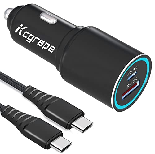 Zigarettenanzünder USB C Auto Ladegerät 48W,Kfz Ladegerät Autoladegerät Adapter mit LadeKabel für Samsung Galaxy A54 A55 5G/A53 S24 S22 Plus Ultra/S23 FE A15 A23 A25 A35 iPhone 15/15 Pro/15 Pro Max von KCgrape