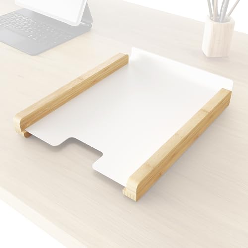 Dokumentenablage plastikfrei & umweltfreundlich aus 100% FSC Bambus & weißem Metall (schafft Ordnung am Schreibtisch & Arbeitsplatz, praktischer Organizer, stapelbar & robust) – KD Essentials von KD Essentials