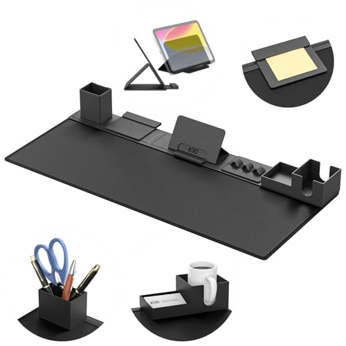 KDD Schreibtischunterlage, 6 in 1 Schreibtisch Unterlegmatte Leder, Tischunterlage Gaming mit Magnetisch DIY Schreibtisch Organizer Set für Handy- & Tablethalter/Becherhalter/Kartenhalter/Stifthalter von KDD