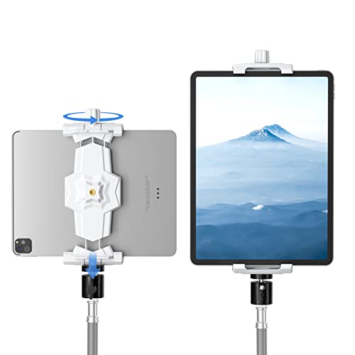 KDD iPad Halterung Adapter für Stativ, Tablet Halterung für Stativ mit Kugelkopf, Tablet Stativhalterung 360°Drehbar, Stativhalterung für iPad Pro 12.9 Air Mini 3 4 Galaxy Tab Surface Pro 8 Weiß von KDD