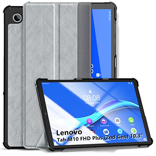 Kdely Cover für Lenovo Tab M10 FHD Plus (2nd Gen) 10,3 Zoll, Hülle Ultra Slim Schutzhülle PU Lederhülle mit Standfunktion Case, Sleep Wake Up Funktion - Grau von KDELY