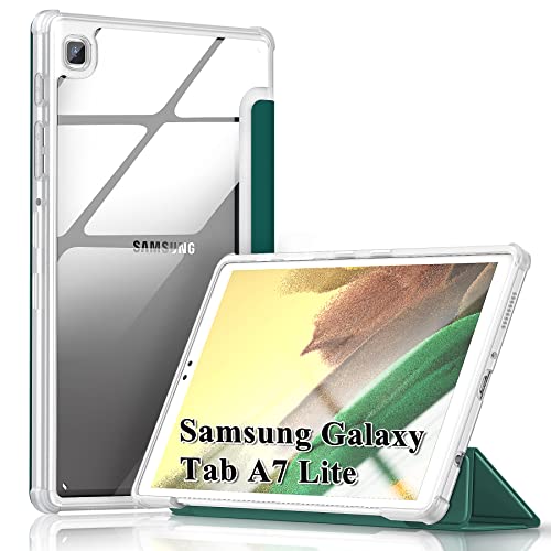 Kdely Hülle Kompatibel mit Samsung Galaxy Tab A7 Lite 2021(SM-T225 / SM-T220) 8,7 Zoll Case Cover Ultra Dünn mit Standfunktion Transluzente Schutzhülle Smart Schutzhülle - Dunkelgrün von KDELY