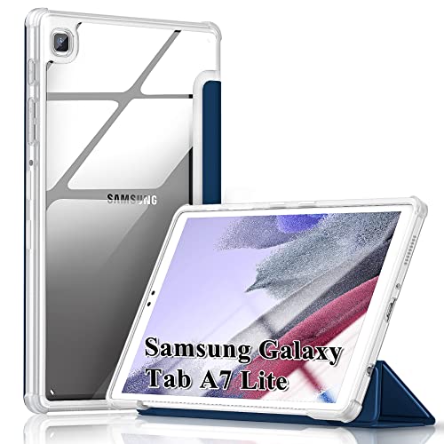 Kdely Hülle Kompatibel mit Samsung Galaxy Tab A7 Lite 2021(SM-T225 / SM-T220) 8,7 Zoll Case Cover Ultra Dünn mit Standfunktion Transluzente Schutzhülle Smart Schutzhülle - Navy Blau von KDELY