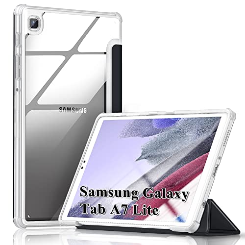 Kdely Hülle für Samsung Galaxy Tab A7 Lite 8,7 Zoll Case Cover 2021(SM-T225 / SM-T220), Ultra Dünn mit Standfunktion Transluzente Schutzhülle Smart Schutzhülle - Schwarz von KDELY