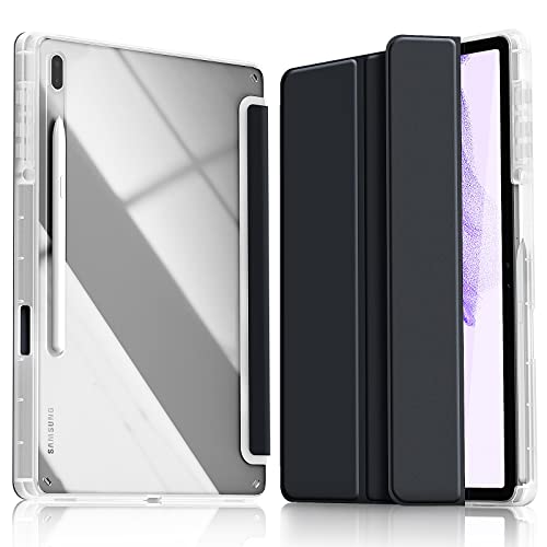 Kdely Hülle für Samsung Galaxy Tab S8+ 2022/S7 FE 2021/S7+ 2020 12.4 Zoll Ultra Dünn Smart Case mit Stifthalter Standfunktion Auto Schlafen/Wachen Funktion - Schwarz von KDELY