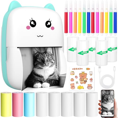 KDISHKRA Mini Drucker - Bluetooth Thermodrucker Mini Printer für Smartphone, Fotodrucker Aufkleber Drucker Mobiler Etikettendrucker ohne Tinte, Sofortdruck für Notizen, Webseiten, Fotos & Sticker KDISHKRA Mini Drucker - Bluetooth Thermodrucker Mini Printer für Smartphone, Fotodrucker Aufkleber Drucker Mobiler Etikettendrucker ohne Tinte, Sofortdruck für Notizen, Webseiten, Fotos & Sticker von KDISHKRA