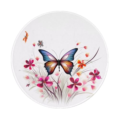Butterfly_20240803151647 Runde Mauspads, 20 cm, rutschfeste Mauspads für Gaming, Büro und Zuhause, mit kleiner Größe und glatter Oberfläche von KDKJEDPEAF