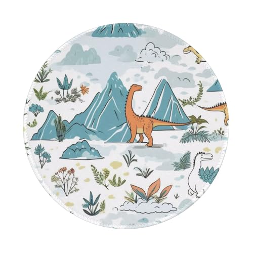 Dinosaurier-Mauspads, rund, 20 cm, rutschfest, für Gaming, Büro und Zuhause, mit kleiner Größe und glatter Oberfläche von KDKJEDPEAF