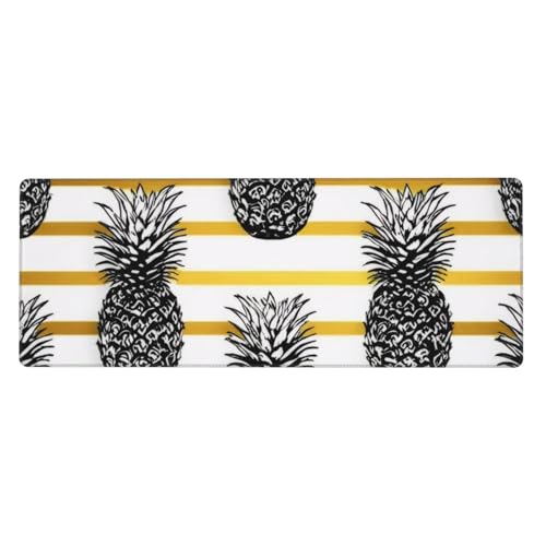 Gaming & Office Schreibtischunterlage, 800 x 300 mm, Ananas-Muster, Mauspad mit rutschfester Gummiunterseite, wasserdichtes Tastatur-Mauspad, extra großes, erweitertes, langlebiges Mauspad Gaming & Office Schreibtischunterlage, 800 x 300 mm, Ananas-Muster, Mauspad mit rutschfester Gummiunterseite, wasserdichtes Tastatur-Mauspad, extra großes, erweitertes, langlebiges Mauspad von KDKJEDPEAF