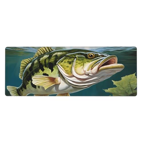 Gaming & Office Schreibtischunterlage, 800 x 300 mm, Bassangeln, Wellenmuster, Mauspad mit rutschfester Gummiunterseite, wasserdichte Tastatur-Mauspad, extra groß, erweitertes, langlebiges Mauspad Gaming & Office Schreibtischunterlage, 800 x 300 mm, Bassangeln, Wellenmuster, Mauspad mit rutschfester Gummiunterseite, wasserdichte Tastatur-Mauspad, extra groß, erweitertes, langlebiges Mauspad von KDKJEDPEAF