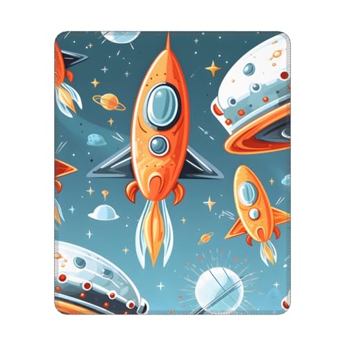 KDKJEDPEAF Game Ready Mauspad, Cartoon-Raketen-Druck, 30 x 25 cm, rutschfeste Gummiunterseite für Gaming und Design von KDKJEDPEAF