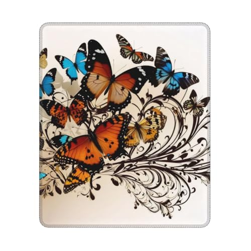 KDKJEDPEAF Game Ready Mauspad, Schmetterlings-Druck, 30 x 25 cm, rutschfeste Gummiunterseite für Gaming und Design von KDKJEDPEAF