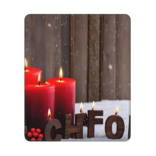 KDKJEDPEAF Game Ready Mauspad, Weihnachtsmotiv, rote Kerzen, 30 x 25 cm, rutschfeste Gummiunterseite für Gaming und Design von KDKJEDPEAF