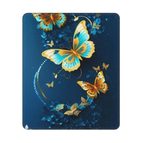 KDKJEDPEAF Game Ready Mauspad, eleganter Schmetterlings-Druck, 30 x 25 cm, rutschfeste Gummiunterseite für Gaming und Design von KDKJEDPEAF