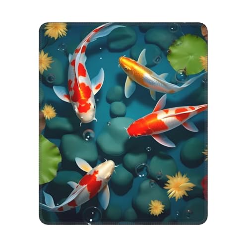 KDKJEDPEAF Game Ready Mauspad, japanischer hübscher Fischdruck, 30 x 25 cm, rutschfeste Gummiunterseite für Gaming und Design von KDKJEDPEAF