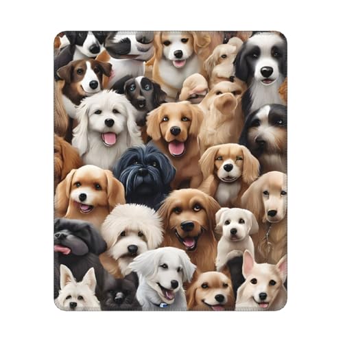 KDKJEDPEAF Game Ready Mauspad mit vielen Hunden, 30 x 25 cm, rutschfeste Gummiunterseite für Gaming und Design von KDKJEDPEAF