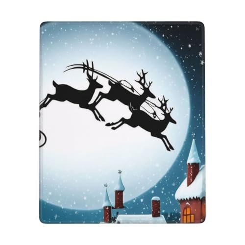 KDKJEDPEAF Lustiges Mauspad für Schreibtisch, Weihnachten, Hirsch, Weihnachtsmann, Druck, Büro, Computer, Mauspad mit wasserdichter Oberfläche, rutschfeste Gummiunterseite, Schreibtischunterlage für von KDKJEDPEAF