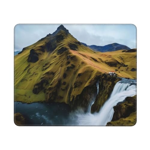 KDKJEDPEAF Mauspads für Game Mountain Wasserfall-Druck, fortschrittliches Computer-Mauspad, 30 cm x 25 cm, stabile rutschfeste Gummiunterseite (horizontal) von KDKJEDPEAF