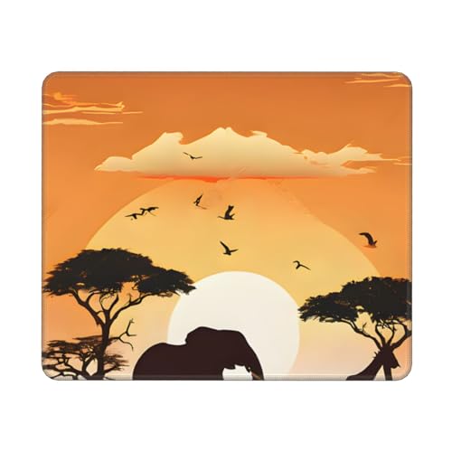 KDKJEDPEAF Mauspads für Spiel, Elefant und Giraffe im Druck, fortschrittliches Computer-Mauspad, 30 cm x 25 cm, stabile rutschfeste Gummiunterseite (horizontal) von KDKJEDPEAF