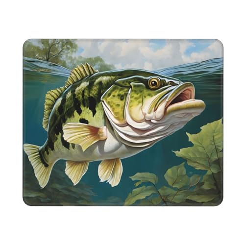 KDKJEDPEAF Mauspads für Spiele, Barsch, Angeln, Wellendruck, fortschrittliches Computer-Mauspad, 30 cm x 25 cm, stabile rutschfeste Gummiunterseite (horizontal) von KDKJEDPEAF