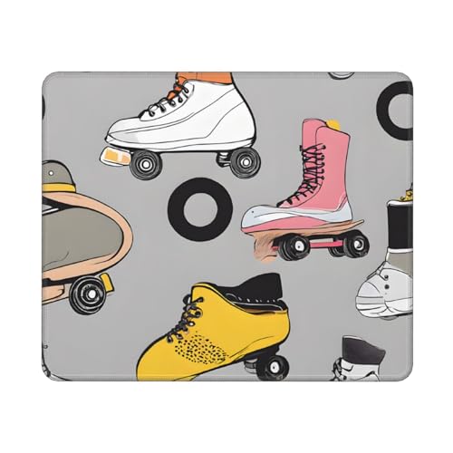 KDKJEDPEAF Mauspads für Spiele, Retro, bunt, Rollschuh-Druck, fortschrittliches Computer-Mauspad, 30 cm x 25 cm, stabile rutschfeste Gummiunterseite (horizontal) von KDKJEDPEAF