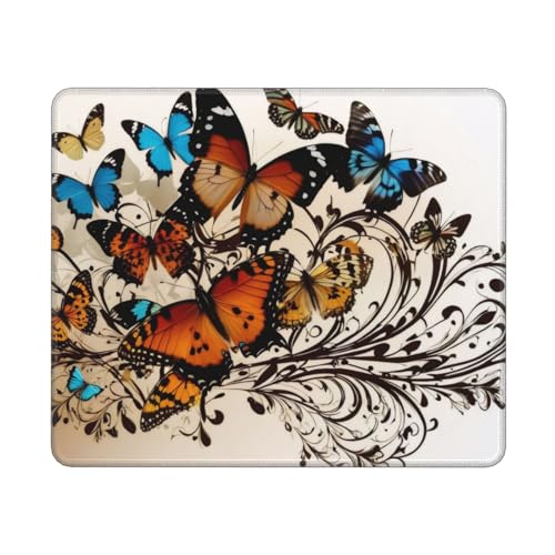 KDKJEDPEAF Mauspads für Spiele, Schmetterlinge, fortschrittliches Computer-Mauspad, 30 cm x 25 cm, stabile rutschfeste Gummiunterseite (horizontal) von KDKJEDPEAF