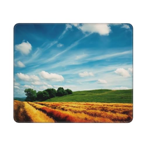 KDKJEDPEAF Mauspads für Spiele, Weizenfelddruck, fortschrittliches Computer-Mauspad, 30 cm x 25 cm, stabile rutschfeste Gummiunterseite (horizontal) von KDKJEDPEAF
