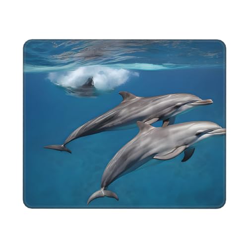 KDKJEDPEAF Mauspads für Spiele, niedlicher Delfindruck, fortschrittliches Computer-Mauspad, 30 cm x 25 cm, stabile rutschfeste Gummiunterseite (horizontal) von KDKJEDPEAF