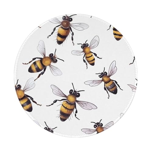 Lustige Bienen, rundes Mauspad, 20 cm, rutschfeste Mauspads für Gaming, Büro und Zuhause, mit kleiner Größe und glatter Oberfläche von KDKJEDPEAF