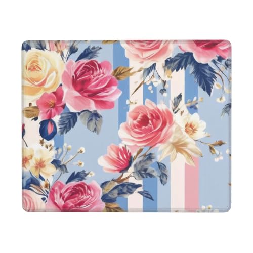 Lustiges Mauspad für Schreibtisch, Blumen-Streifendruck, fortschrittliches Computer-Mauspad mit wasserdichter Oberfläche und stabiler, rutschfester Gummiunterseite (horizontal) von KDKJEDPEAF