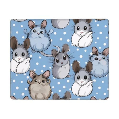 Lustiges Mauspad für den Schreibtisch, Motiv: blaue Chinchillas und Mond, fortschrittliches Computer-Mauspad mit wasserdichter Oberfläche und stabiler, rutschfester Gummiunterseite (horizontal) von KDKJEDPEAF