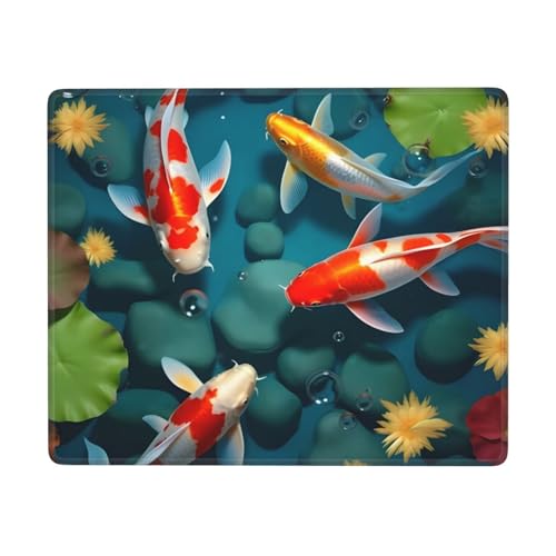 Lustiges Mauspad für den Schreibtisch, japanischer hübscher Fischdruck, fortschrittliches Computer-Mauspad mit wasserdichter Oberfläche und stabiler, rutschfester Gummiunterseite (horizontal) von KDKJEDPEAF