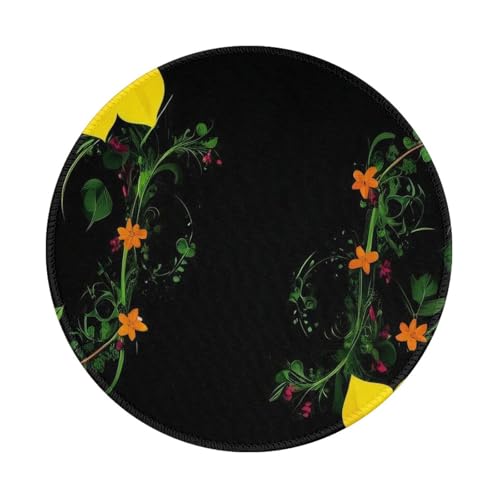 Runde Mauspads mit Blumen-Illustration, 20 cm, rutschfest, für Gaming, Büro und Zuhause, mit kleiner Größe und glatter Oberfläche von KDKJEDPEAF