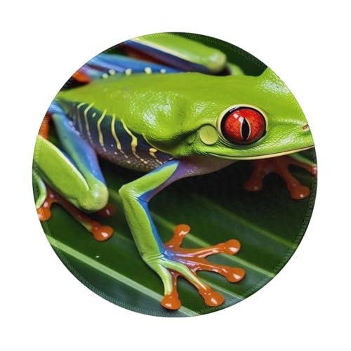Runde Mauspads mit Tiermotiv, Froschblätter, 20 cm, rutschfest, für Gaming, Büro und Zuhause, mit kleiner Größe und glatter Oberfläche von KDKJEDPEAF