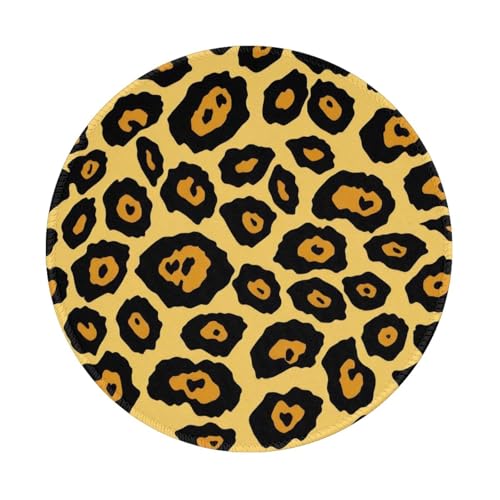 Rundes Mauspad mit schönem Leopardenmuster, 20 cm, rutschfest, für Gaming, Büro und Zuhause, mit kleiner Größe und glatter Oberfläche von KDKJEDPEAF