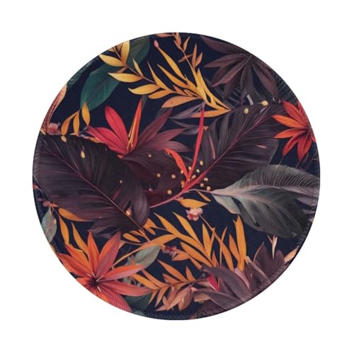Rundes Mauspad mit tropischem Blumenmuster, 20 cm, rutschfest, für Gaming, Büro und Zuhause, mit kleiner Größe und glatter Oberfläche von KDKJEDPEAF