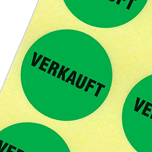 100 Etiketten "VERKAUFT" Haftpapier 30 mm rund leuchtend grün auf Rolle von KDS