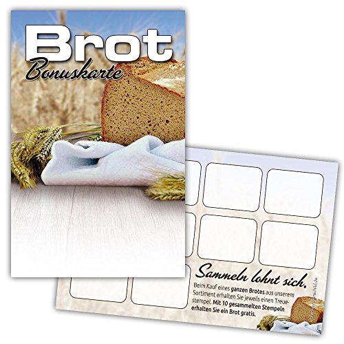 100 Stück Brot Pass/Bonuskarte Brot/Treuekarte, Gutschein mit Stempelfeld von KDS